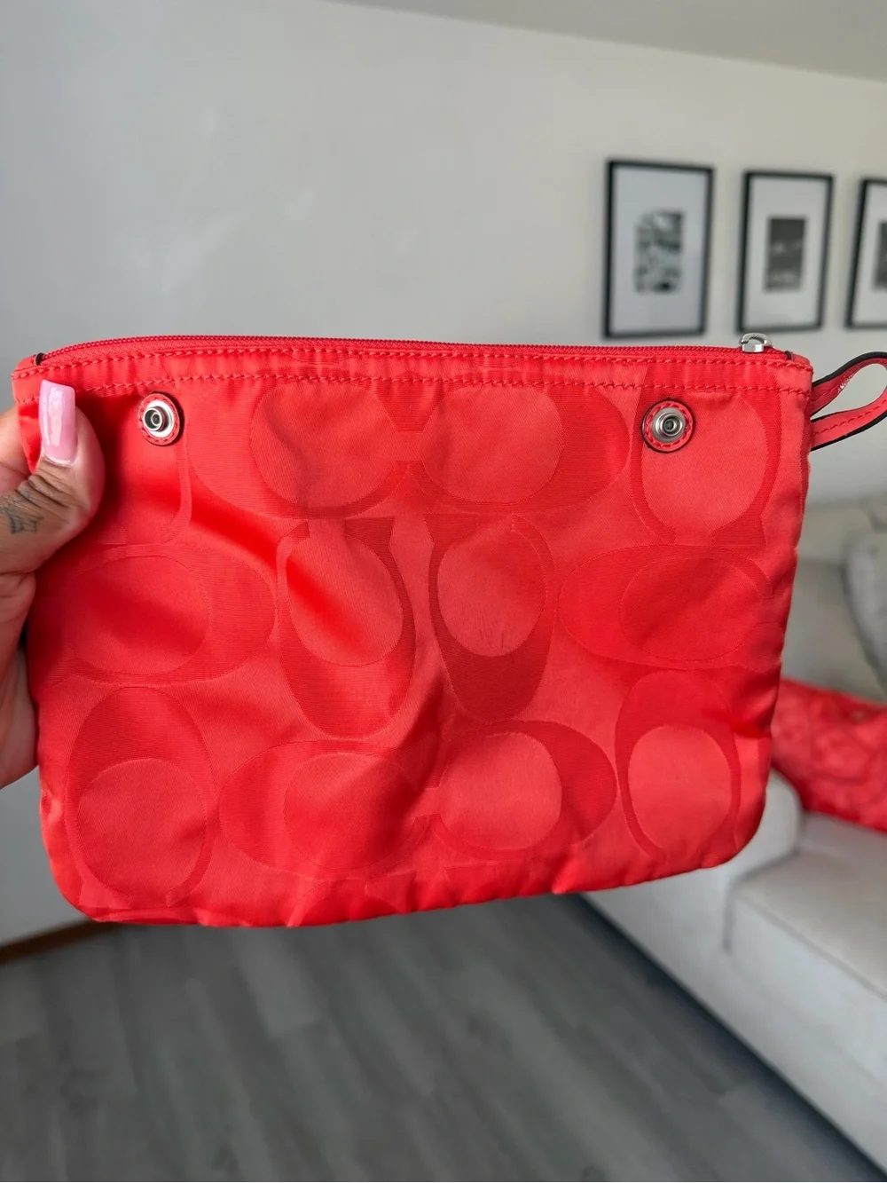 Coach Weekender Red Orange Tote Bag with Zip Pouch